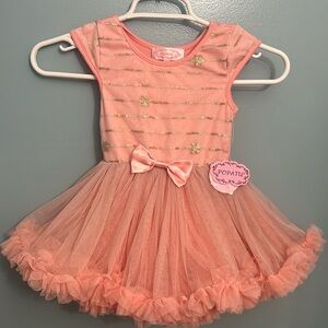 Popatu kids peach sequin star PettiDresss  sz 24 months